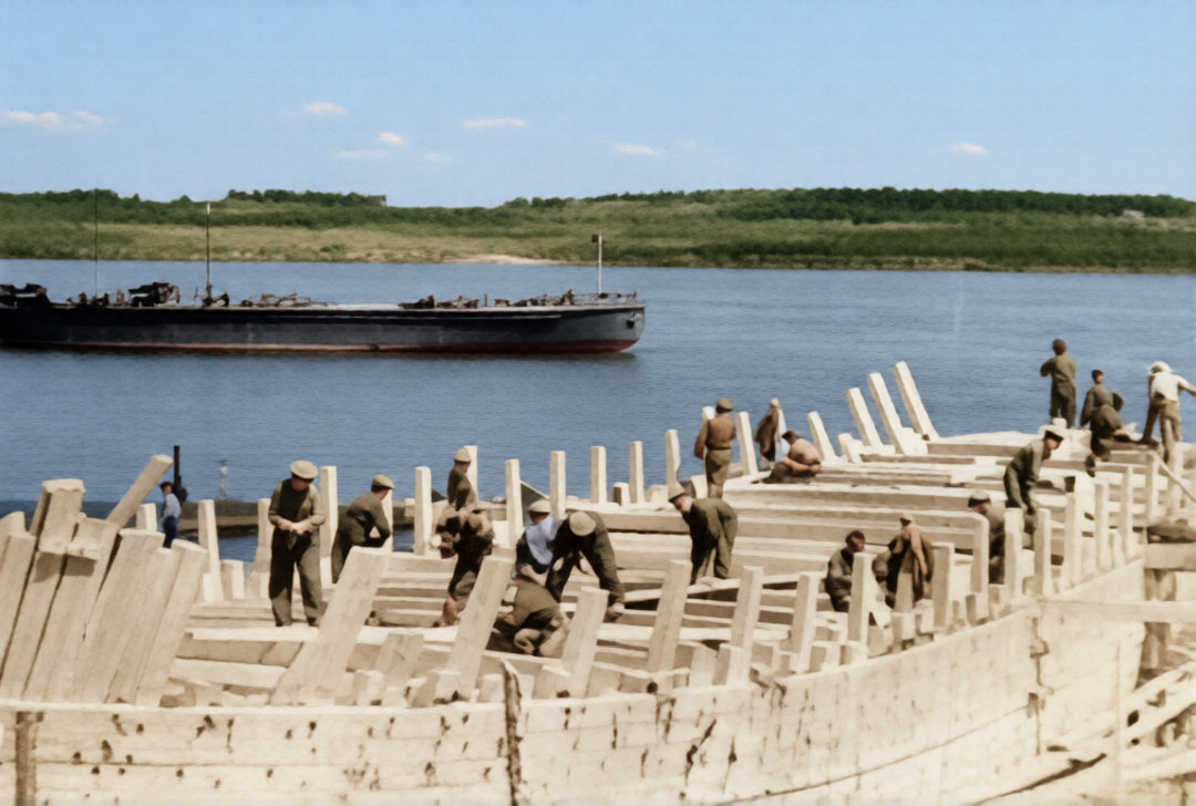 1945г. Мариинско-Посадская судоверфь. учащиеся школы ФЗО.