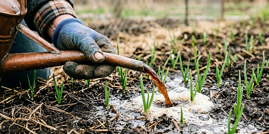 Первая подкормка для чеснока весной для мощных зеленых стрел и крупных головок с кулак!