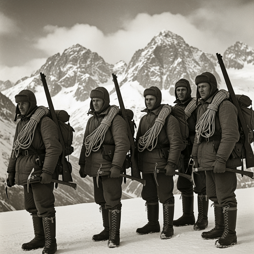 Советские горные стрелки перед выполнением боевой задачи, Кавказ, 1942 год