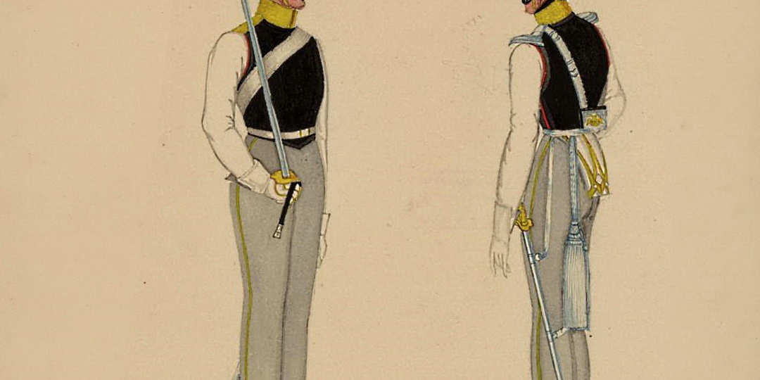 Астраханскаго Кирасирскаго полка офицеръ и рядовой. Рисунок с пометкой Императора Николая I.