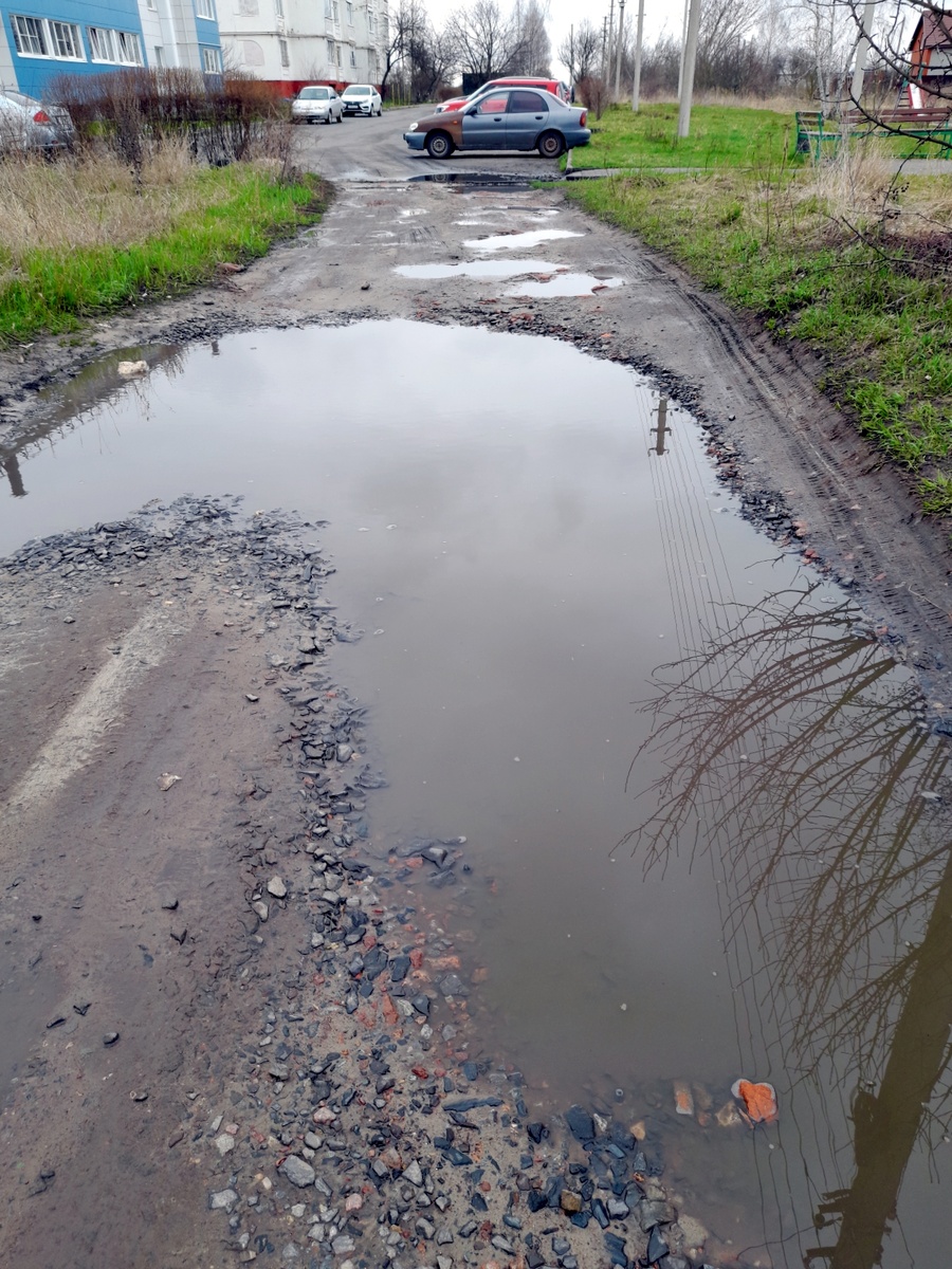 Лучшая, более твердая часть дороги, а дальше - только хуже