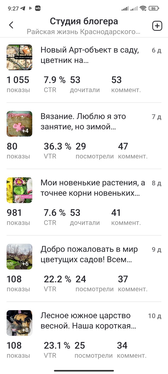 Хорошие показы ДЗЭН даёт на статьи по теме садоводства — ландшафтного дизайна. По сравнению с другими статьями, конечно. 