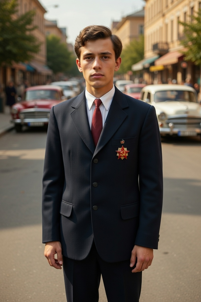 "Андрей в сталинском Ленинграде 50-х", иллюстрация создана сетью Грок