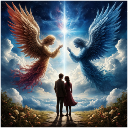 Сгенерировано ИИ- встреча на Небесах двоих