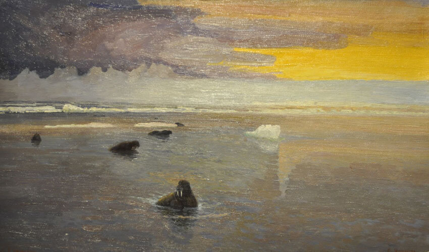 Картина Александра Борисова "Летняя ночь в Карском море",1928 г. Источник: https://safiullin.su/ 