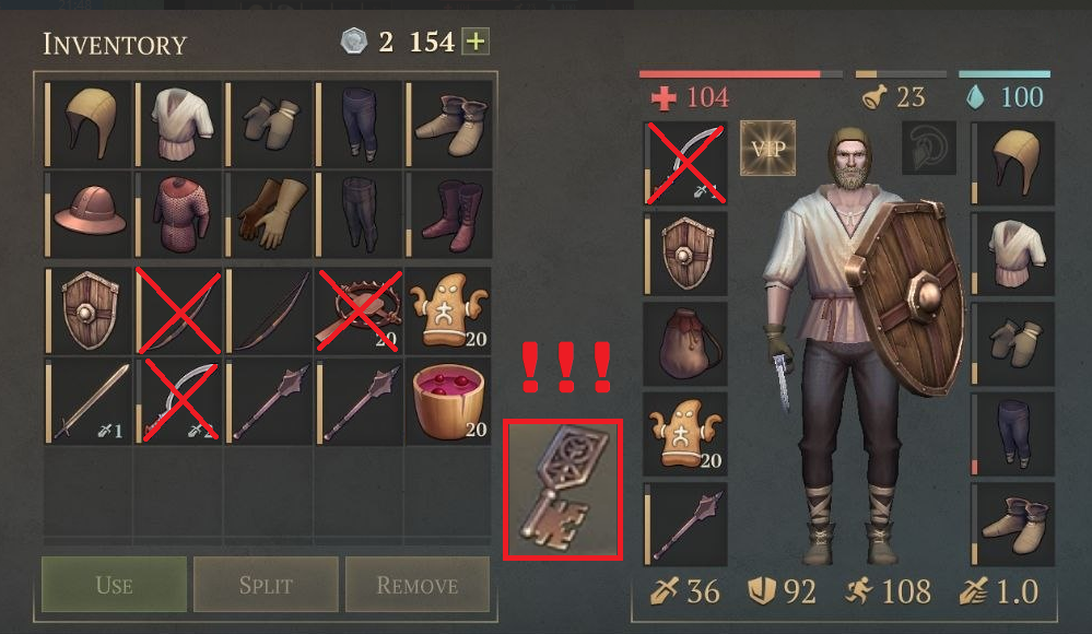 Хороший запас на первый этаж. Зачеркнуты красным вещи, взятые про запас, чтобы просто оставить их там на прохождение второго этажа, или на будущее. 