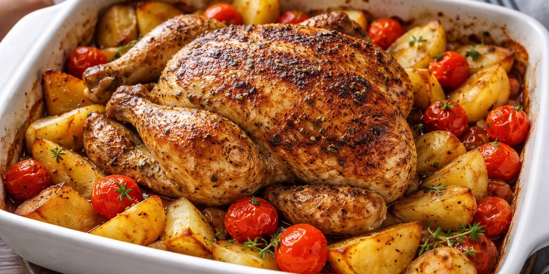 Курица в духовке с картошкой - простой семейный ужин, который всегда получается