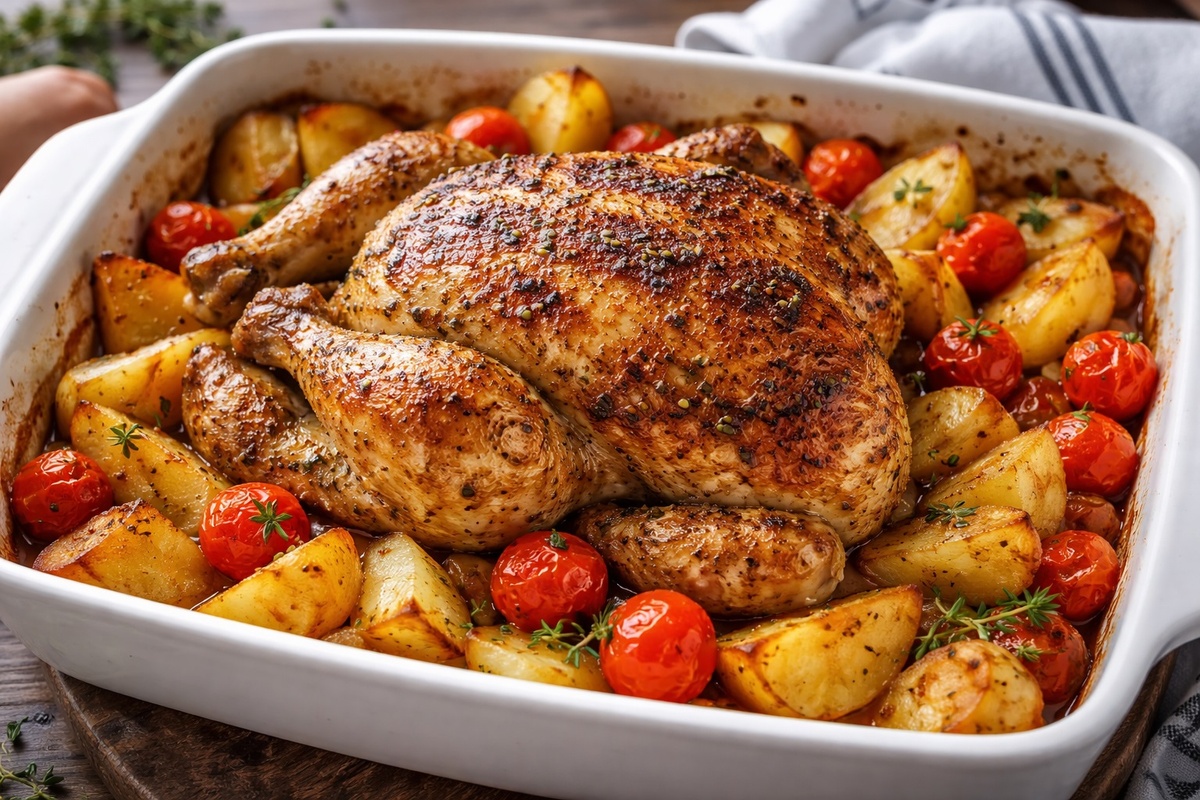 Курица в духовке с картошкой