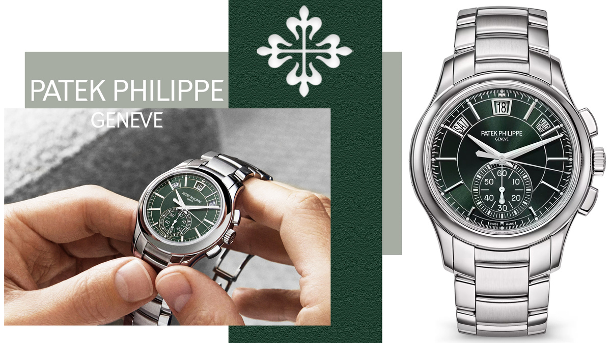 Впервые представленные в стальном исполнении, Patek Philippe 5905 с автоматическим хронографом Flyback, а также годовым календарем, излучают решительно спортивный вид.