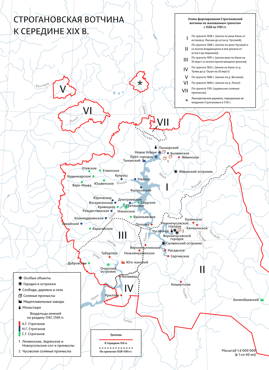 Карта владений Строгановых Взято из открытых источников.