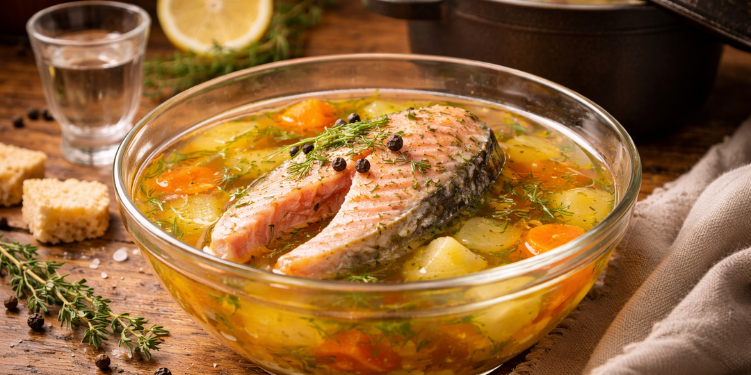 Царская уха из петуха (или сёмги): секрет прозрачного бульона и двойная варка