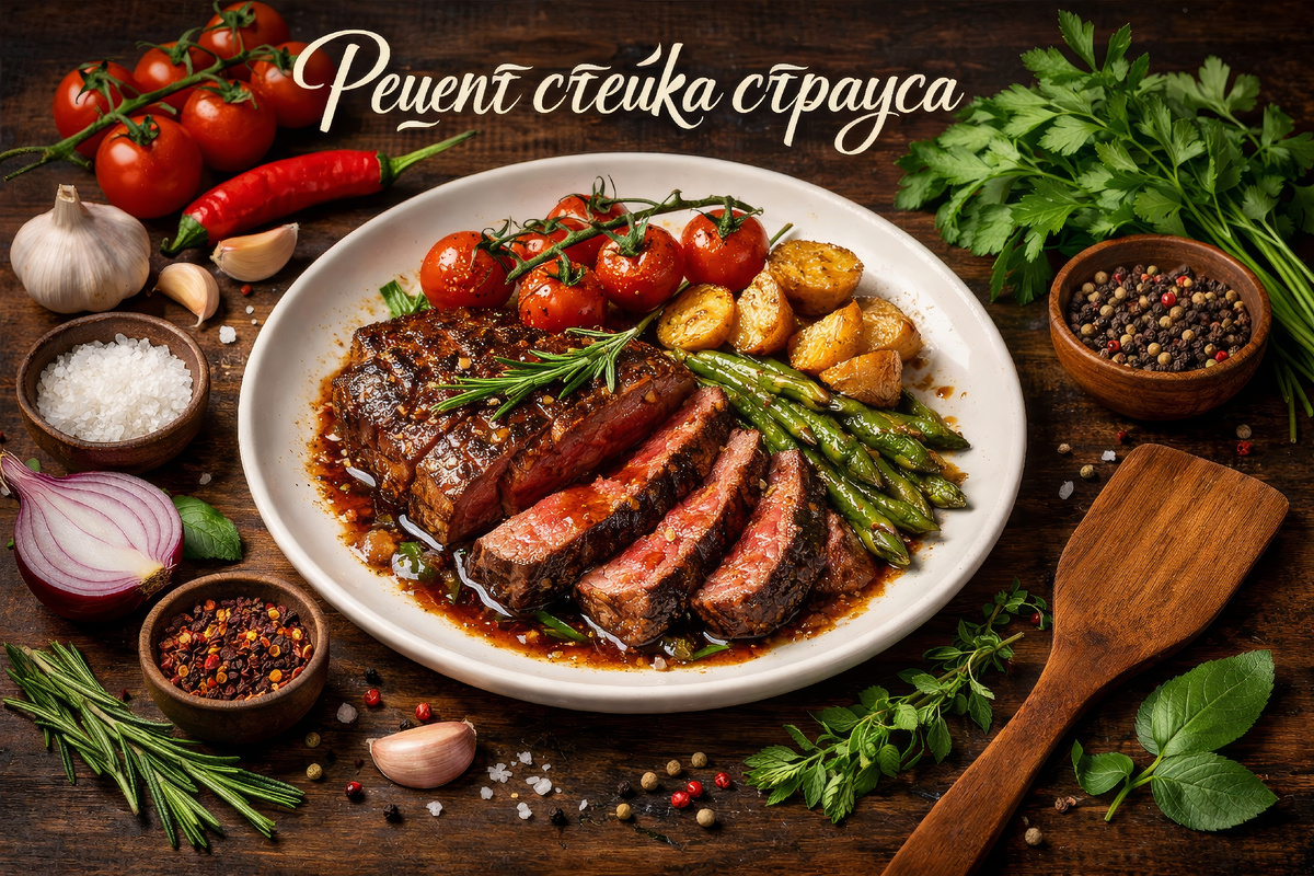 Стейк из мяса страуса 