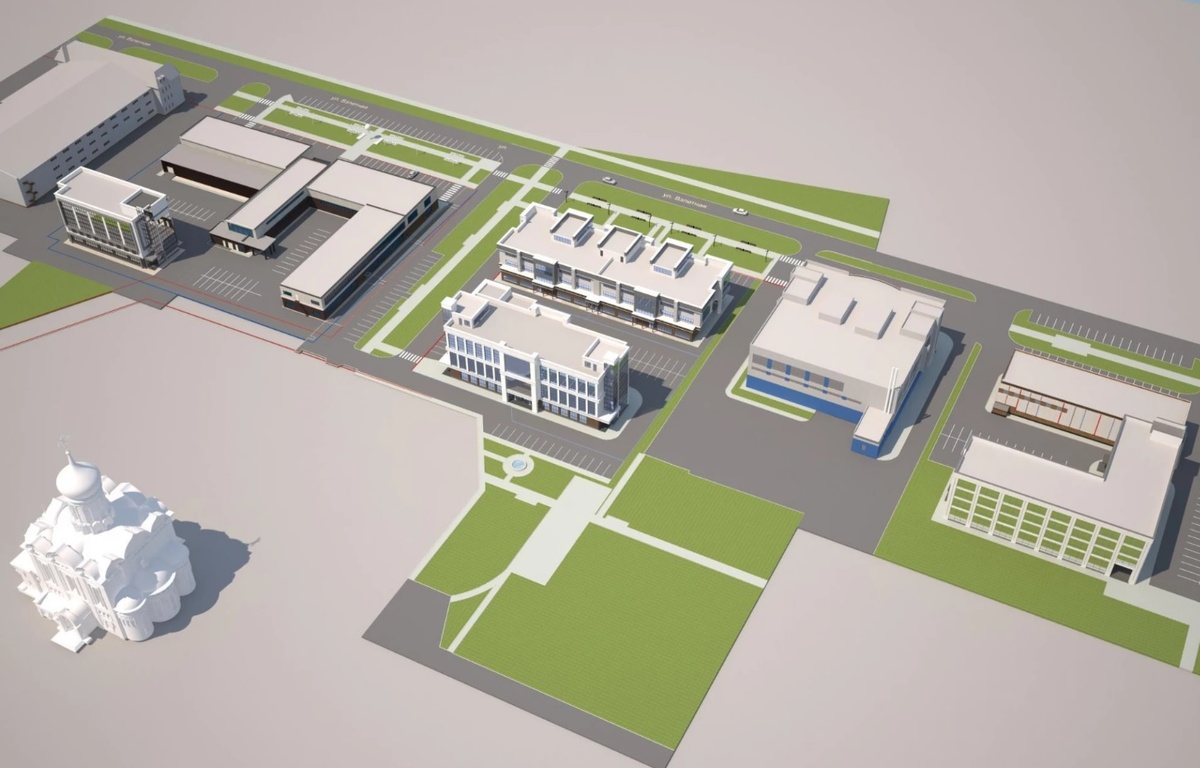 Бизнес-центр с фонтаном в Барнауле