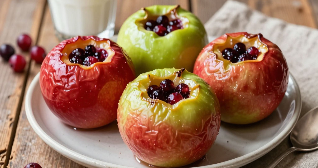 Яблоки, запечённые с брусникой: советский десерт без хлопот