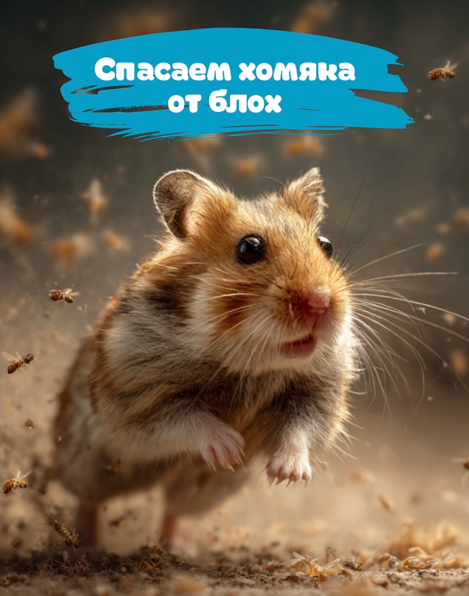 Хомячок бежит от блох.