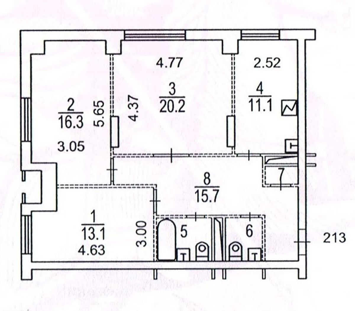 Планировка квартиры из технического паспорта БТИ 