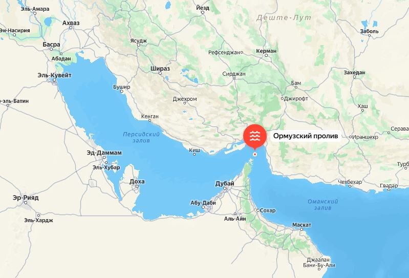 Ормузский пролив на карте