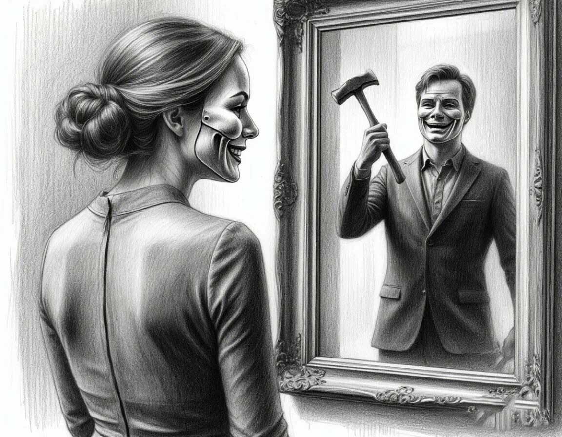  Он бьёт не по тебе. Он бьёт по твоему восприятию. Разбить зеркало легче, чем убедить тебя, что ты ненормальная.