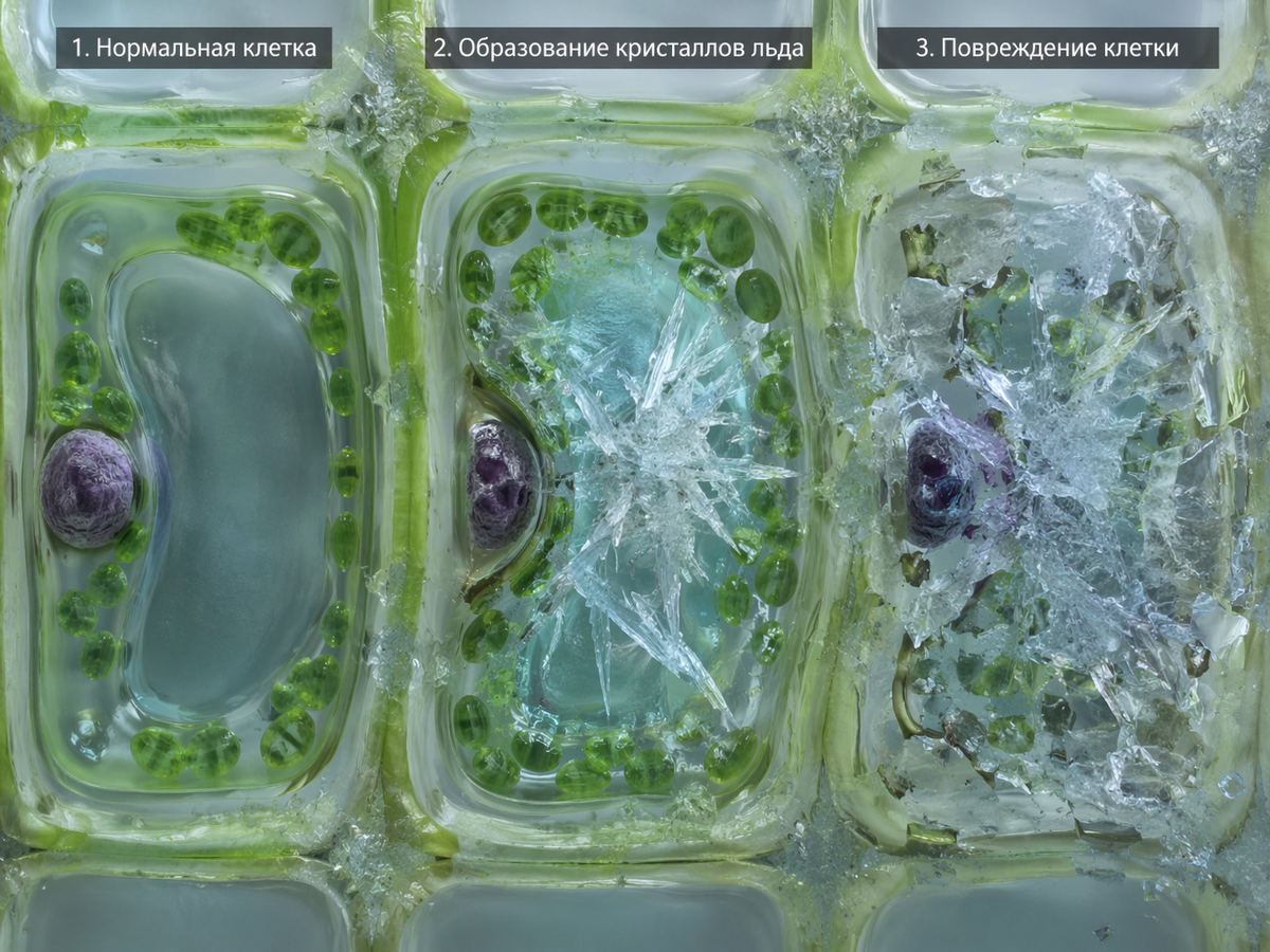 Повреждение клетки кристаллами льда