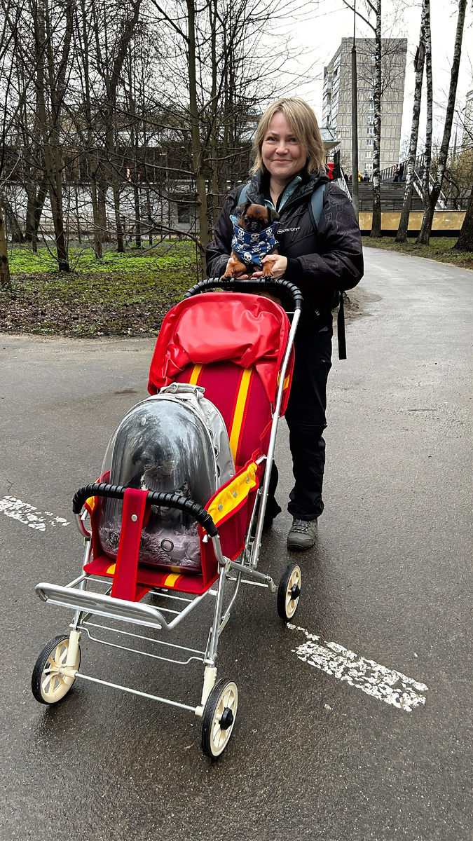 Я, Клёпа (в коляске) и Луша (на руках)