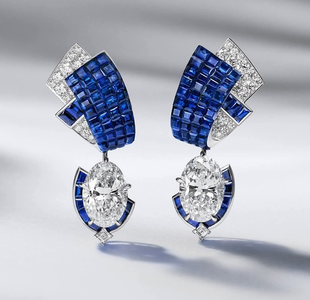 Серьги с сапфирами и бриллиантами. Ван Клиф енд Арпельс.