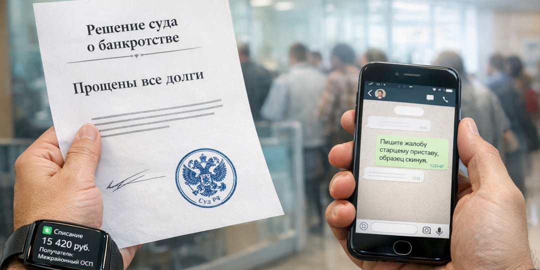 Что делать должнику, если приставы продолжают списывать денежные средства со счета, несмотря на признание его банкротом