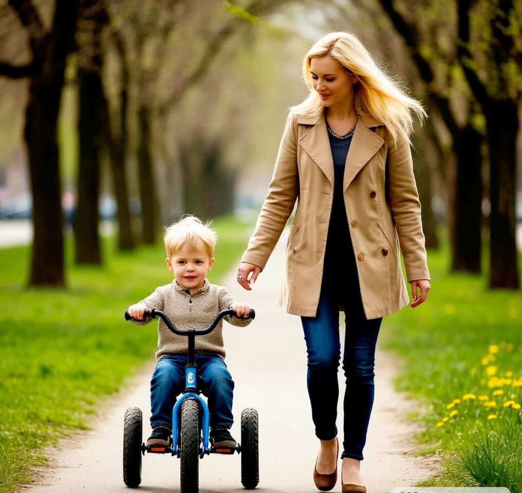 Мама, смотри, я еду сам!