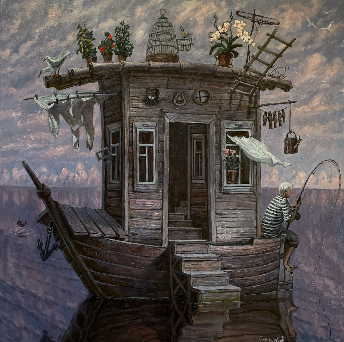 © Андрей Бубенцов. Одиночное плавание. Холст, масло. Одну из своих недавних персональных выставок художник назвал аналогично: «Одиночное плавание». – М.Л. 