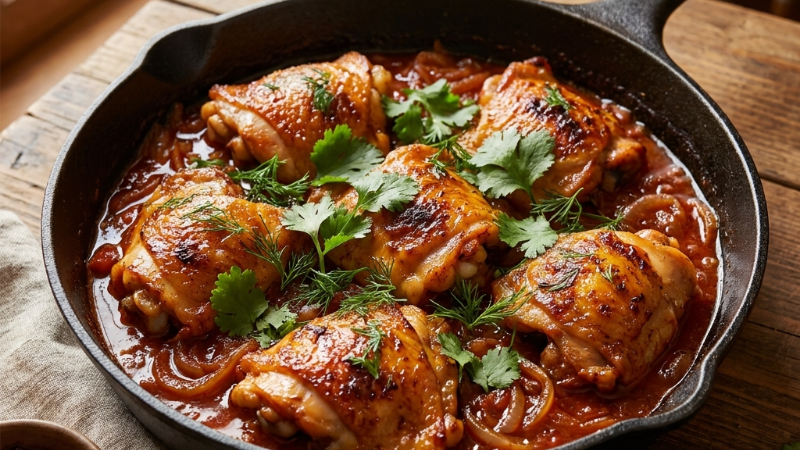 Курица по-абхазски на сковороде