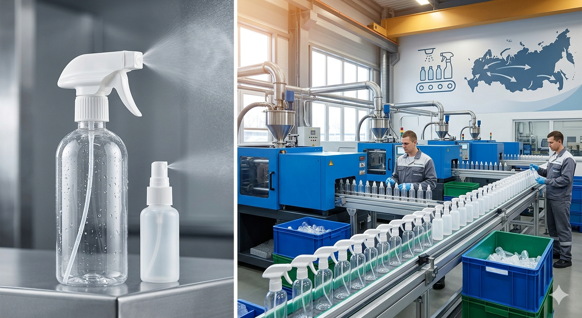 Компания «Полипак» - услуги по производству и поставке флаконов с распылителем в России