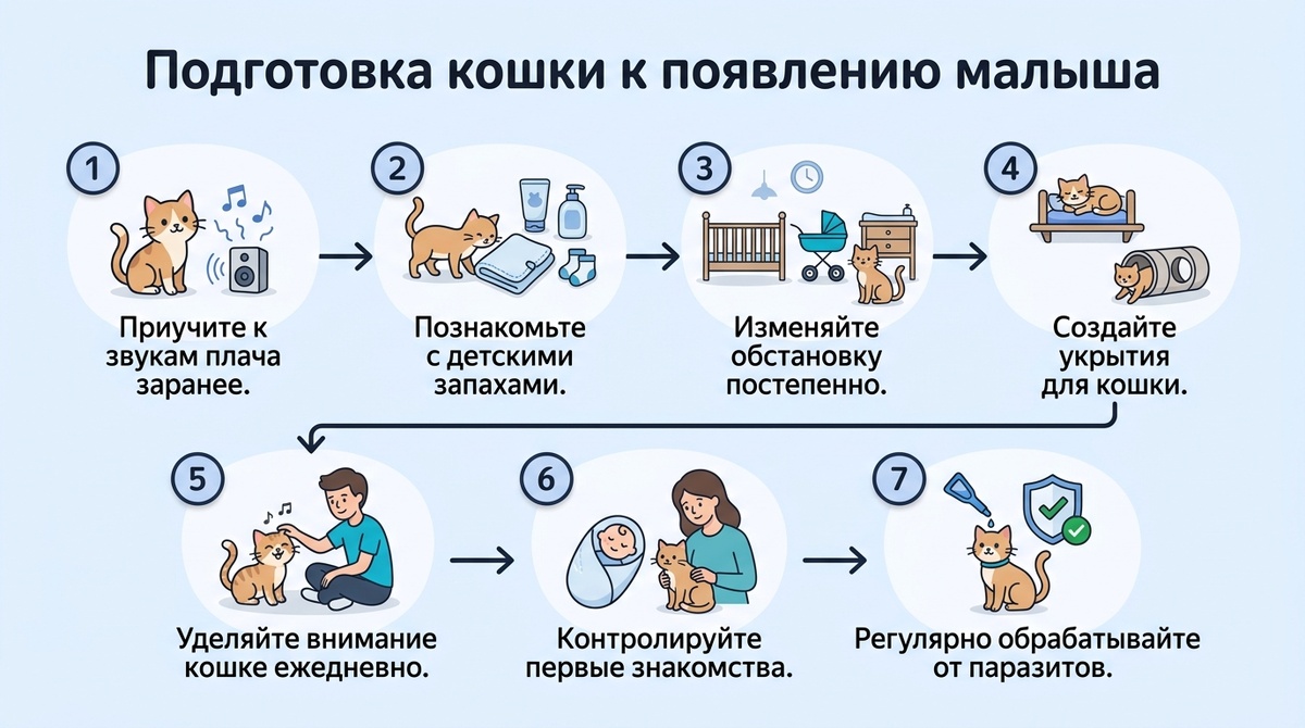 Подготовка кошки к появлению ребёнка  📷
