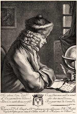 Портрет Вольтера. Гравюра. Гравер Бодран Август Александр с портрета Глера Шарля Габриэля. Около 1847 г.