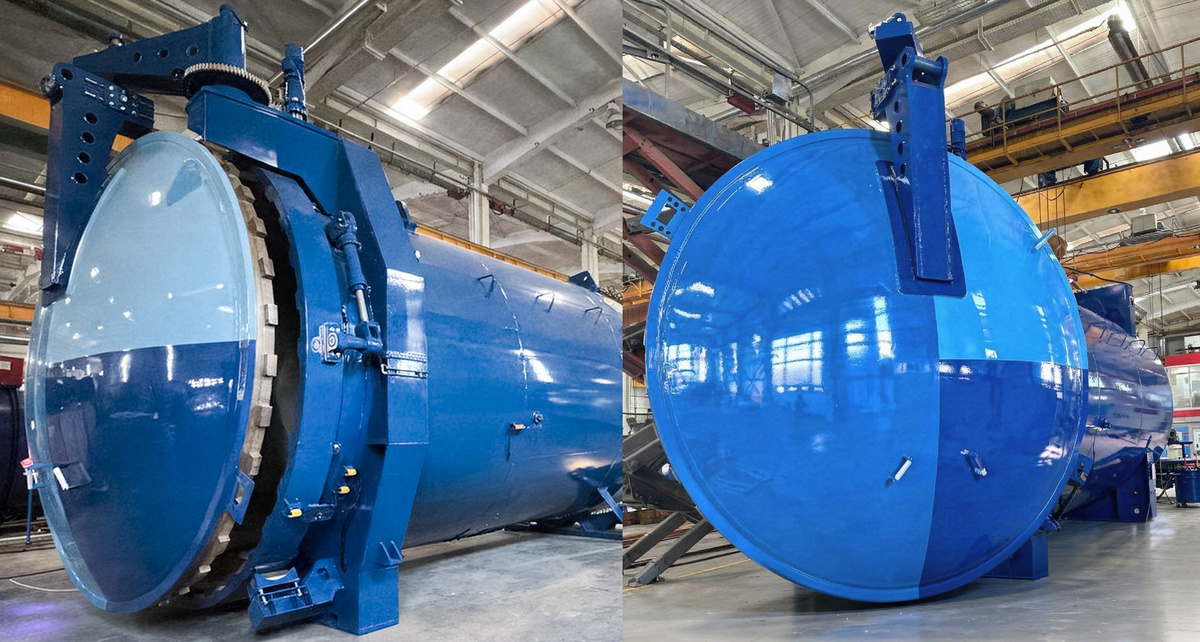 Автоклав — герметичная промышленная камера высокого давления, предназначенная для окончательного склеивания нескольких слоев стекла полимерной плёнкой.