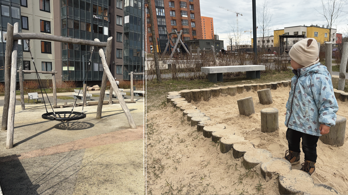 Качели и песочница