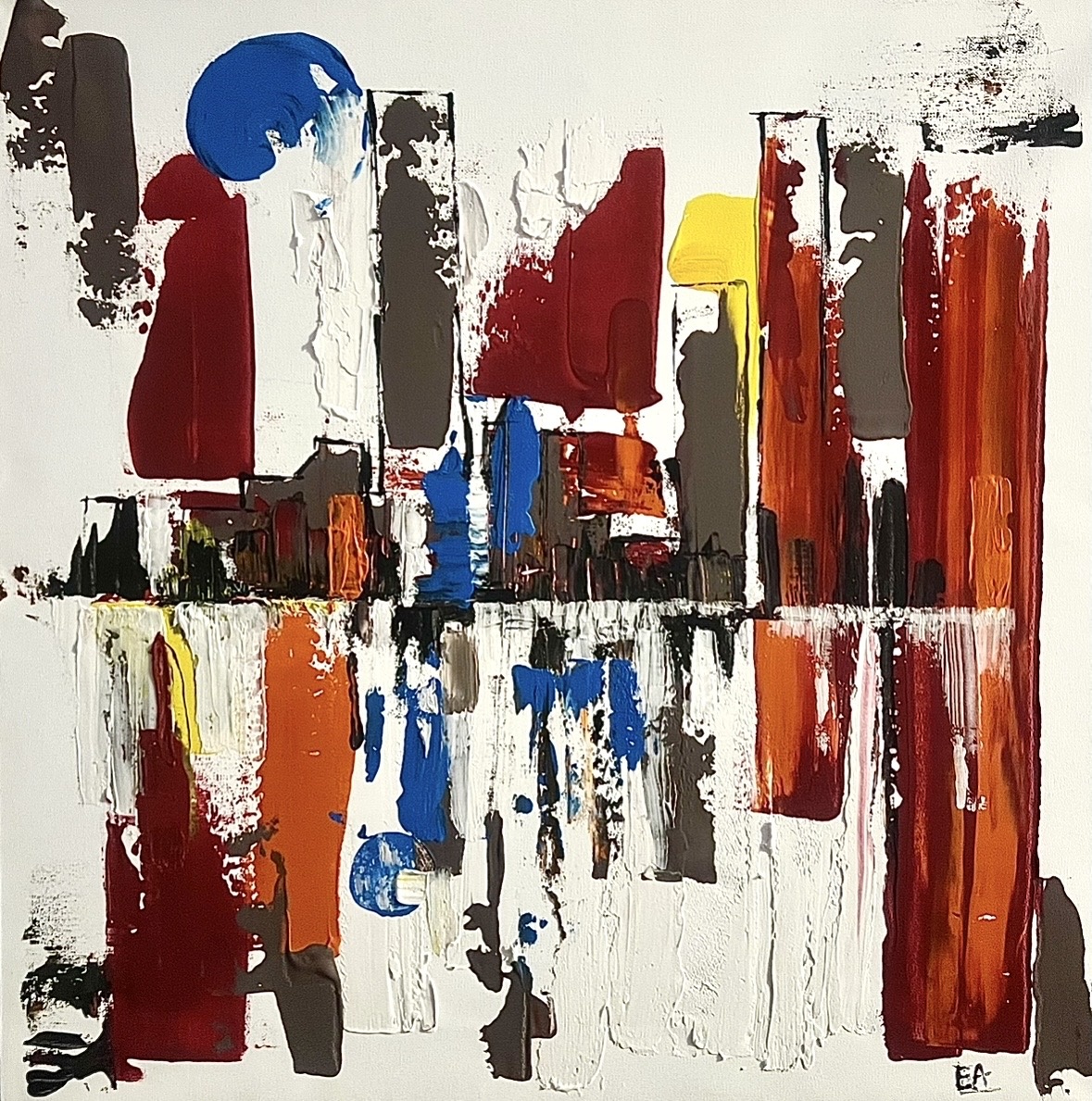 «Мегаполис», 2024 год. Художник Евгения Булатова. Акрил, холст. 60х60.