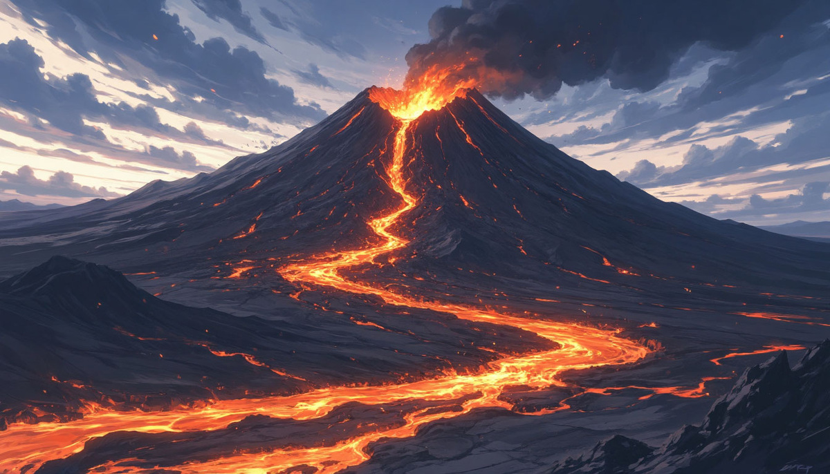Река лавы. Изображение от ИИ Шедеврум
