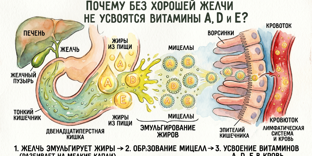 💊Почему без хорошей желчи не усвоятся витамины А, D и Е?