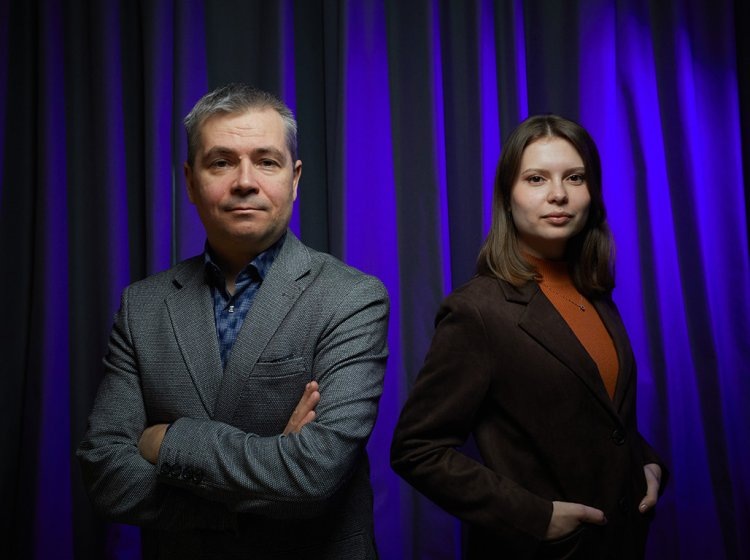 А.В. Дунаев и Ю.И. Локтионова в студии портала «Научная Россия». Фото: Елена Либрик / «Научная Россия»