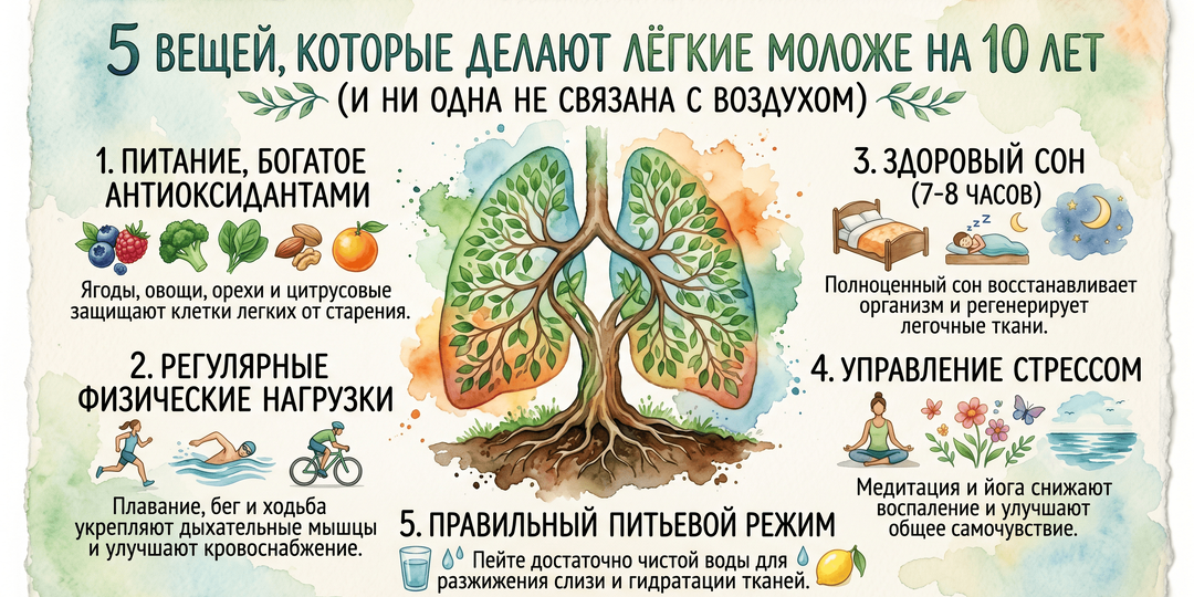 5 вещей, которые делают лёгкие моложе на 10 лет — и ни одна не связана с воздухом
