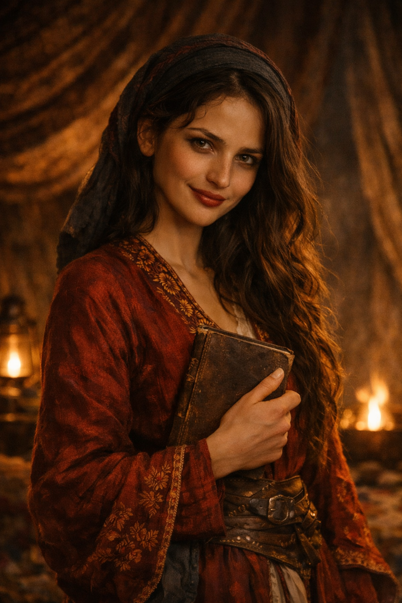 Лейла — героиня, в которой женственность неотделима от памяти, знания и внутренней дисциплины. В ее взгляде нет позы — только тепло, сила и опасная глубина.