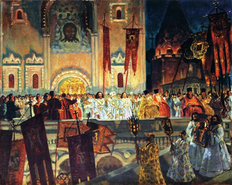 Борис Кустодиев, «Пасхальная ночь», 1917 год.