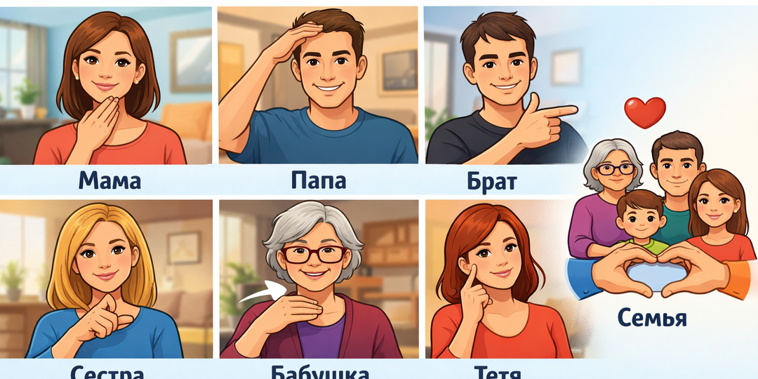 Как будет мама, папа, брат и сестра на языке жестов: Семья на языке жестов