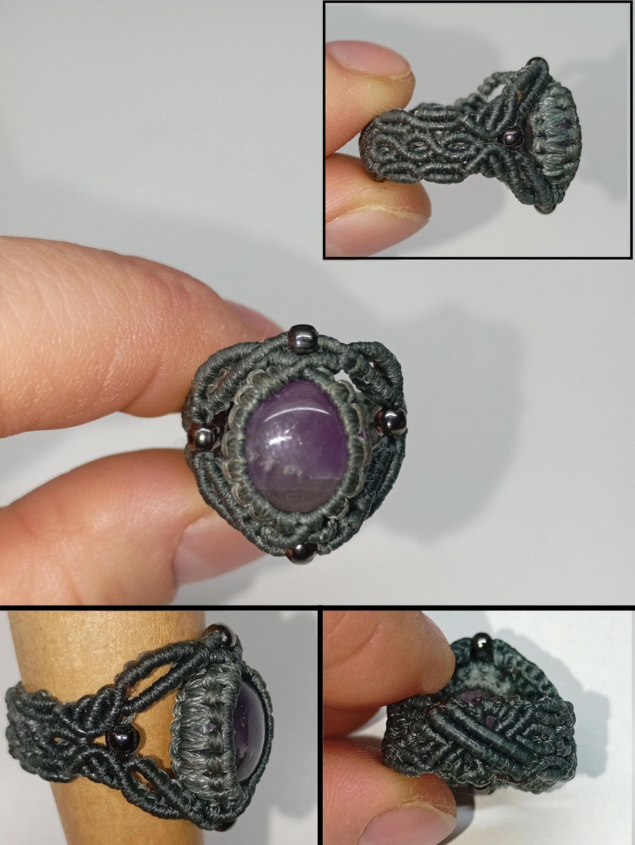 Кольцо плетёное в технике МикроМакроме.  Бесплатный мастер класс.