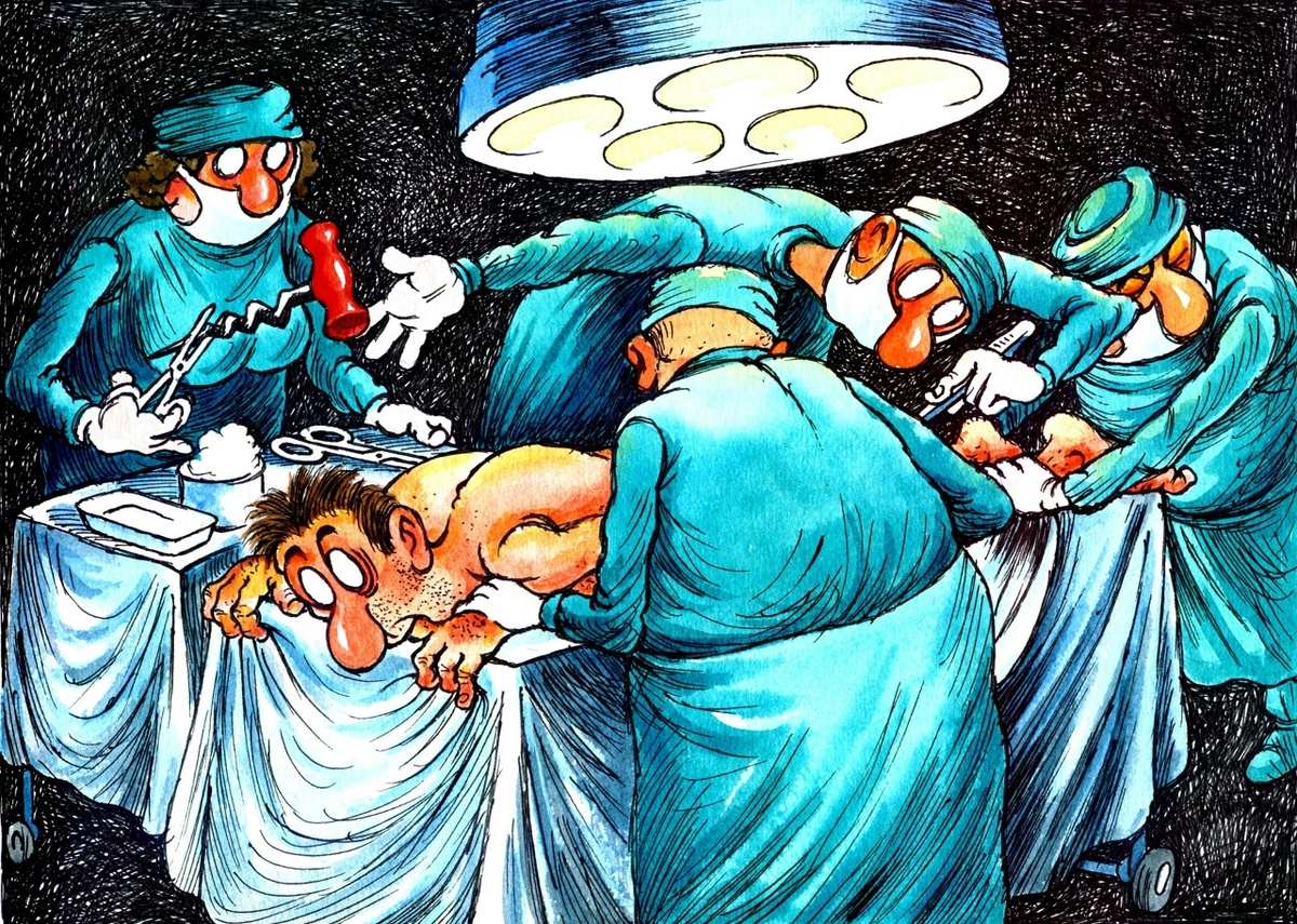 КАРИКАТУРА ОТ ХУДОЖНИКА-КАРИКАТУРИСТА ВАЛЕНТИНА ДРУЖИНИНА / 15 ФЕВРАЛЯ - Международный День операционной медицинской сестры