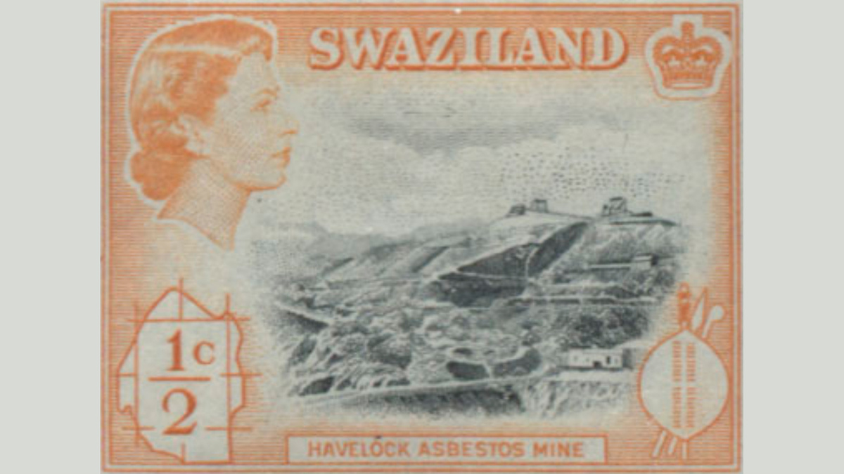 1. Свазиленд, 1956 год, № 55. Вагон для технического обслуживания, асбестовый рудник Хэвлок. Королева Елизавета II. Такой марки нет! 