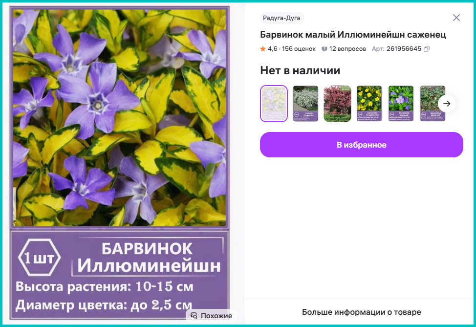 Барвинок Иллюминейшн на ВБ. Продавец: Радуга-Дуга