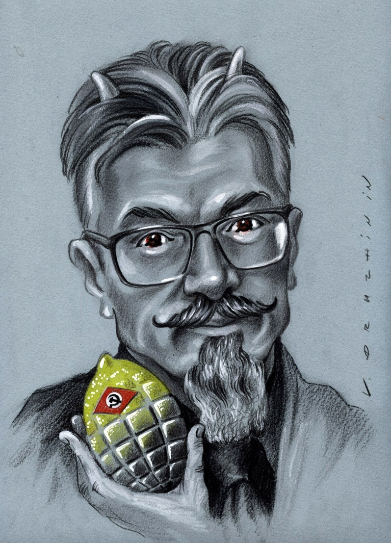 ШАРЖ ОТ ХУДОЖНИКА-КАРИКАТУРИСТА ВАЛЕНТИНА ДРУЖИНИНА /  22 февраля родился русский писатель, поэт, пуьлицист, политический деятель, ЭДУАРД ВЕНИАМИНОВИЧ ЛИМОНОВ