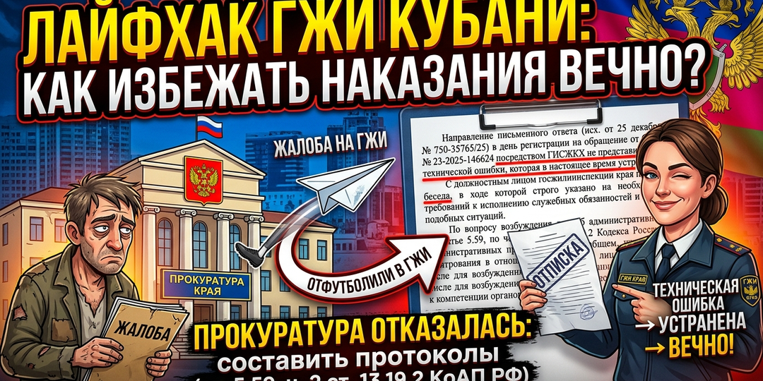 Нарушение ст. 5.59 КоАП РФ: когда чиновники отделываются беседами, а прокуратура пересылает жалобу обратно. Хроника бездействия ГЖИ