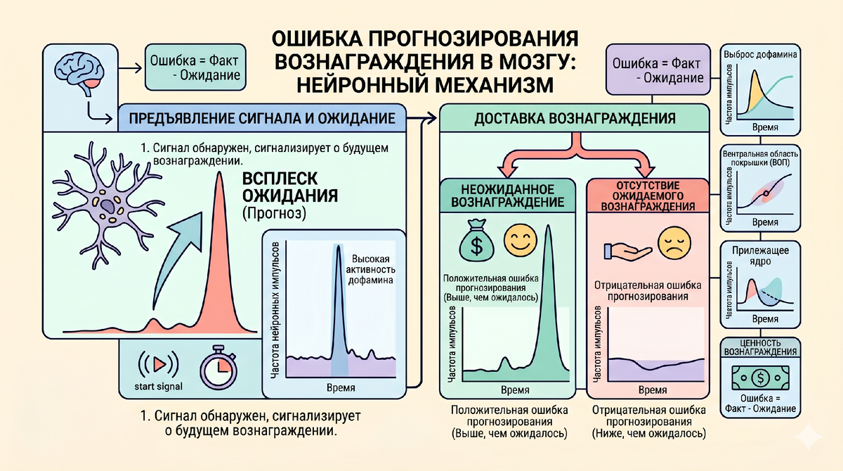 Дофаминовый пик случается до того, как вы откусили торт. Само действие приносит лишь спад.