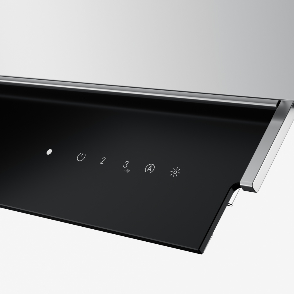 Откидной козырек из закаленного стекла с интегрированной сенсорной панелью управления. 